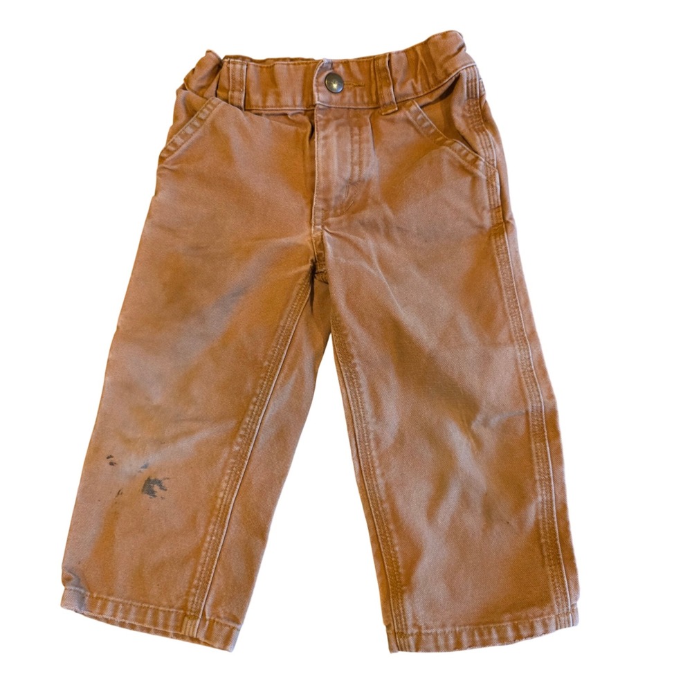 Carhartt Kids 2T Brown Canvas Work Pants Carpenter Duck Dungarees CK8303